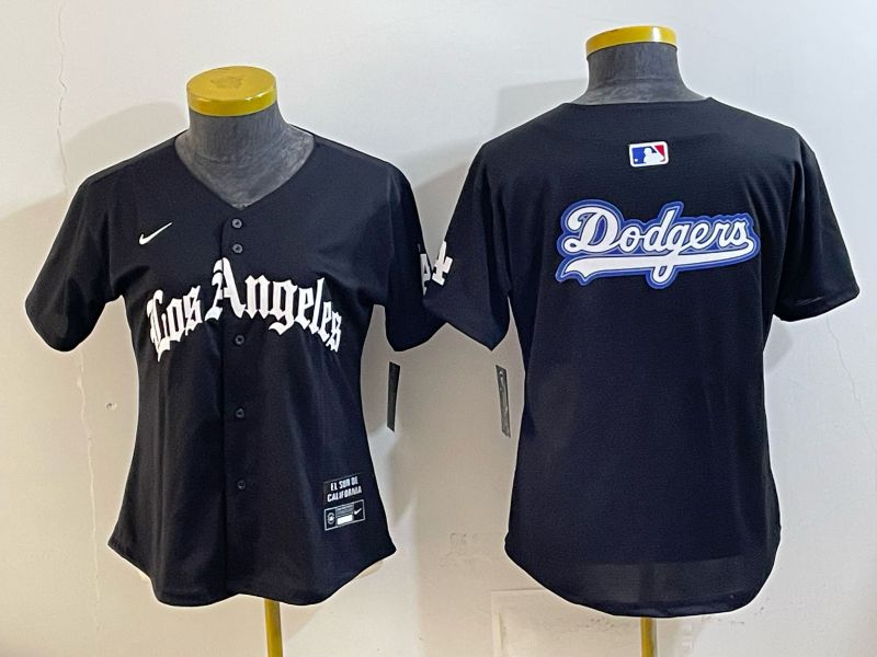 Women 2026 Los Angeles Dodgers Blank Black Game Nike MLB Jersey style 0015
